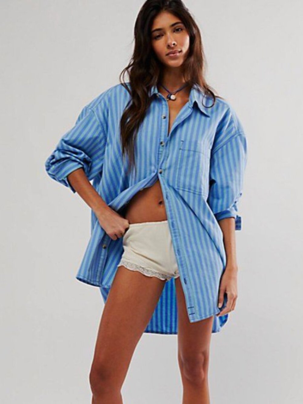 We The Free Freddie Striped Shirt Aqua Combo